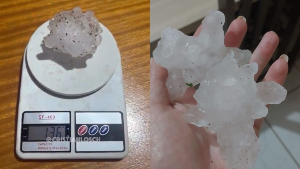 ‘Maior que ovo de galinha’: tempestade de granizo castiga cidades com pedras enormes de mais de 136 gramas em SC