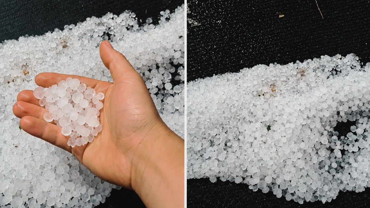 Granizo despenca do céu após alerta de tempestade no Norte de SC