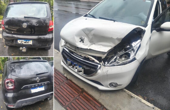Três veículos batem em sequência na Rua Dom Afonso com a Dom Diniz