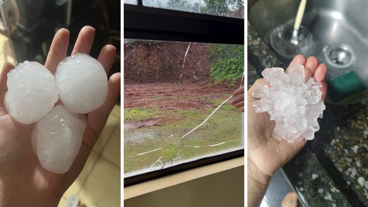 Granizo quebra vidros de escolas, suspende aulas e atinge cerca de 80 casas em SC