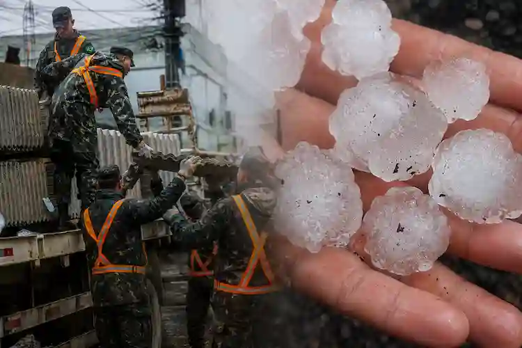 Temporal de granizo deixa 6 mil pessoas afetadas em Biguaçu e mobiliza Exército em SC