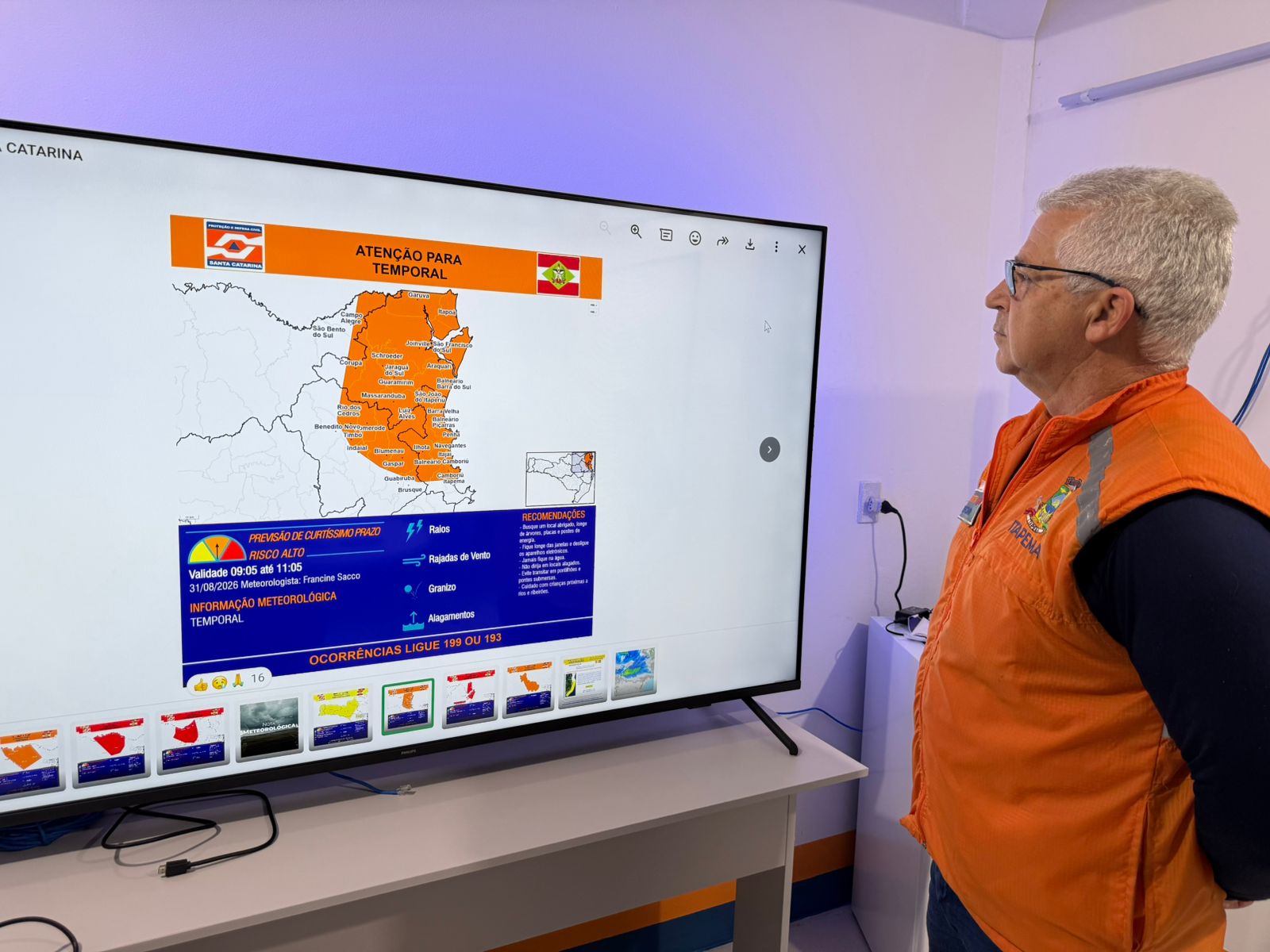 Defesa Civil segue monitorando toda a cidade e acompanhando os alertas