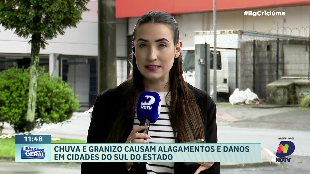 Chuva e granizo causam alagamentos e danos no Sul de SC