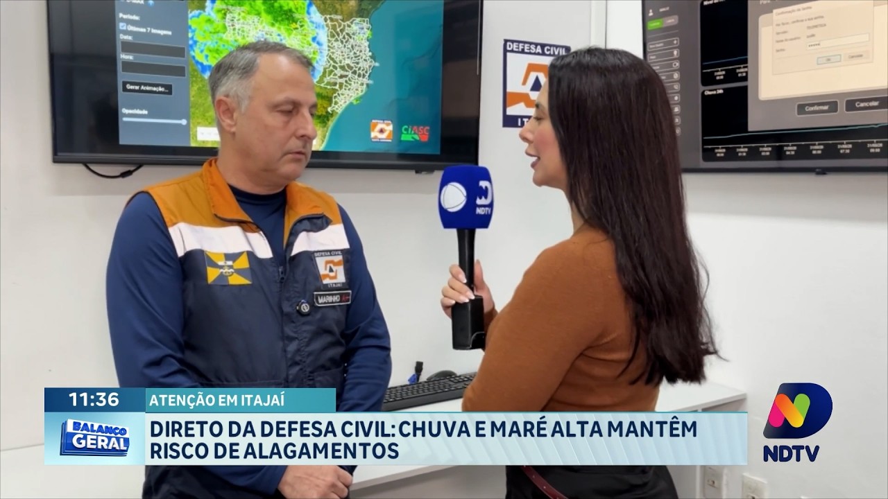 Chuva e maré alta mantêm risco de alagamentos em Itajaí nesta segunda