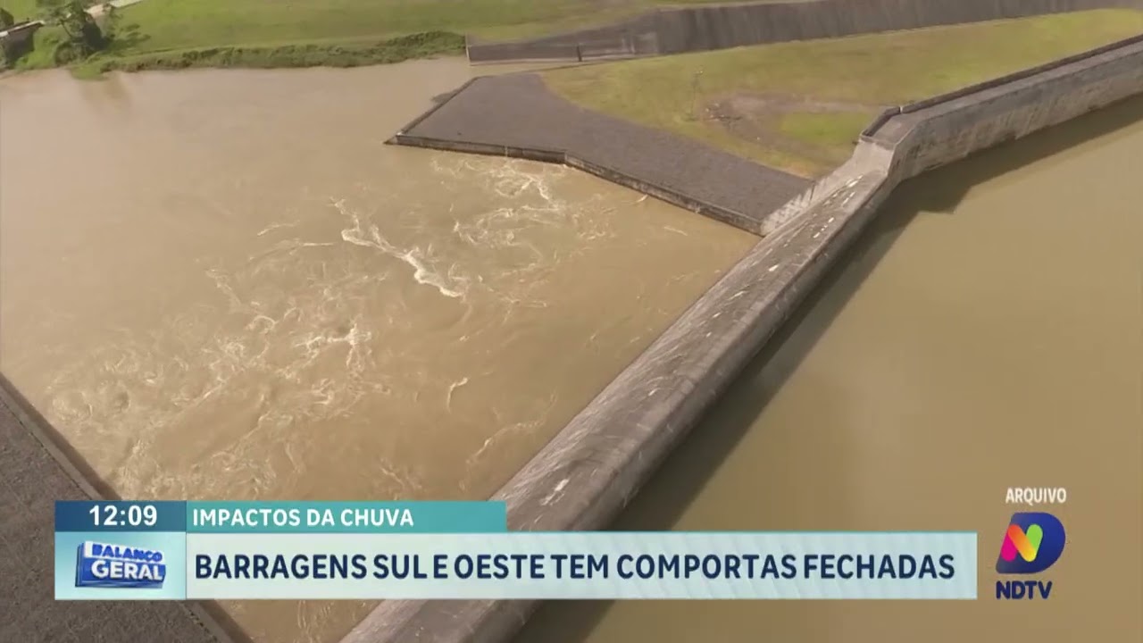 Impactos da chuva: barragens sul e oeste tem comportas fechadas