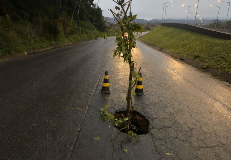 Cratera interdita acesso à Transbeto pela Santa Lídia