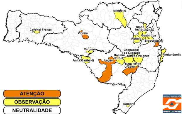 Monitoramento Geológico SDC/SC 31/08 15:30 - Secretaria de Estado da Proteção e Defesa Civil de Santa Catarina