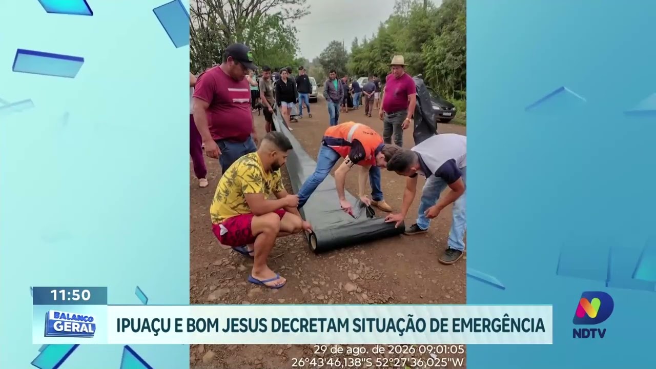 Ipuaçu e Bom Jesus decretam emergência após chuva e granizo