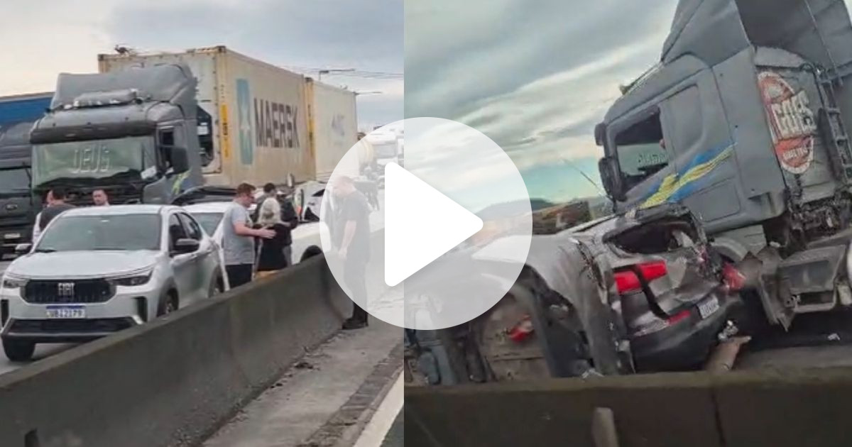 VÍDEO: Engavetamento envolvendo diversos veículos causa fila quilométrica na BR-101, em SC