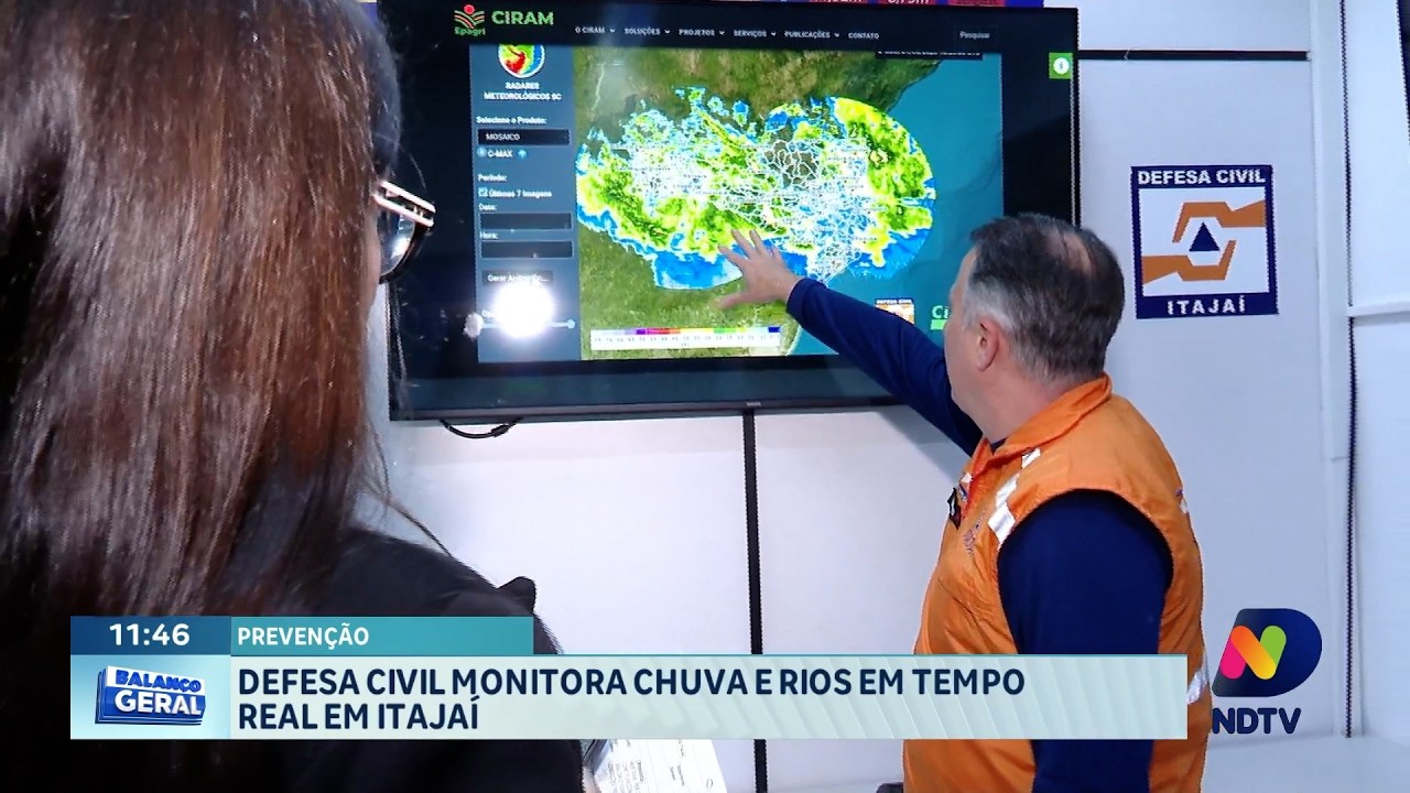 Chuva em Itajaí: Defesa Civil acompanha rios e condições em tempo real