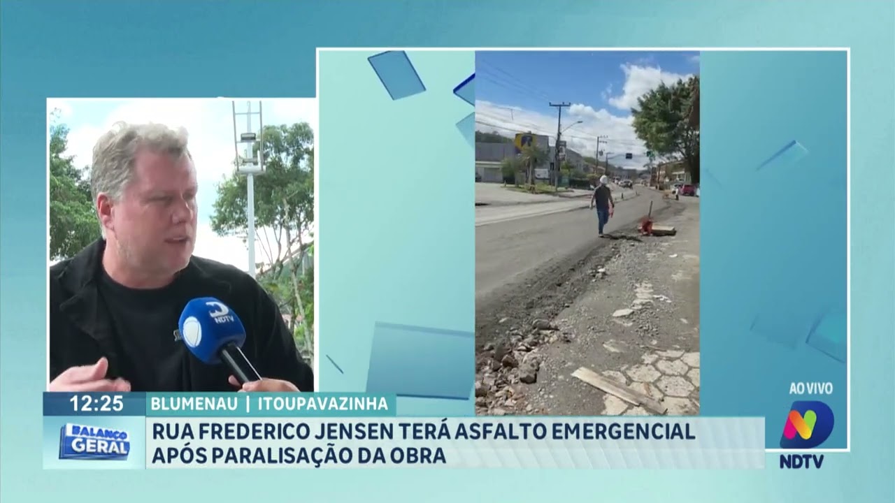 Blumenau: rua Frederico Jensen terá asfalto emergencial após paralisação da obra.