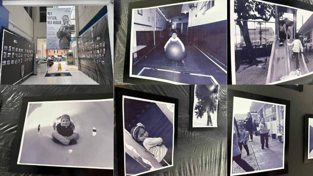 Crianças transformam cotidiano escolar em exposição fotográfica que está na prefeitura