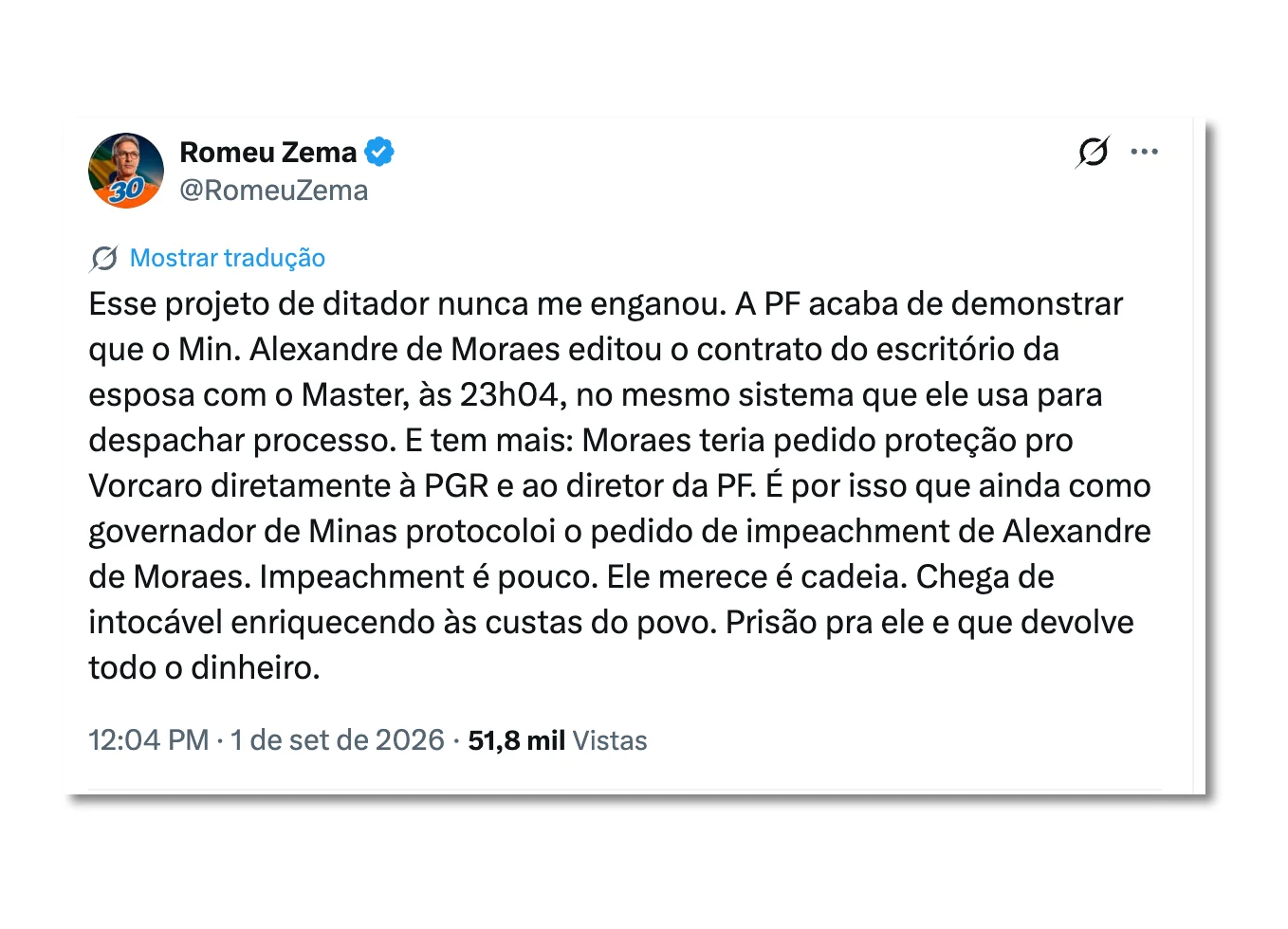 Leia o que políticos estão dizendo sobre Vorcaro e Moraes