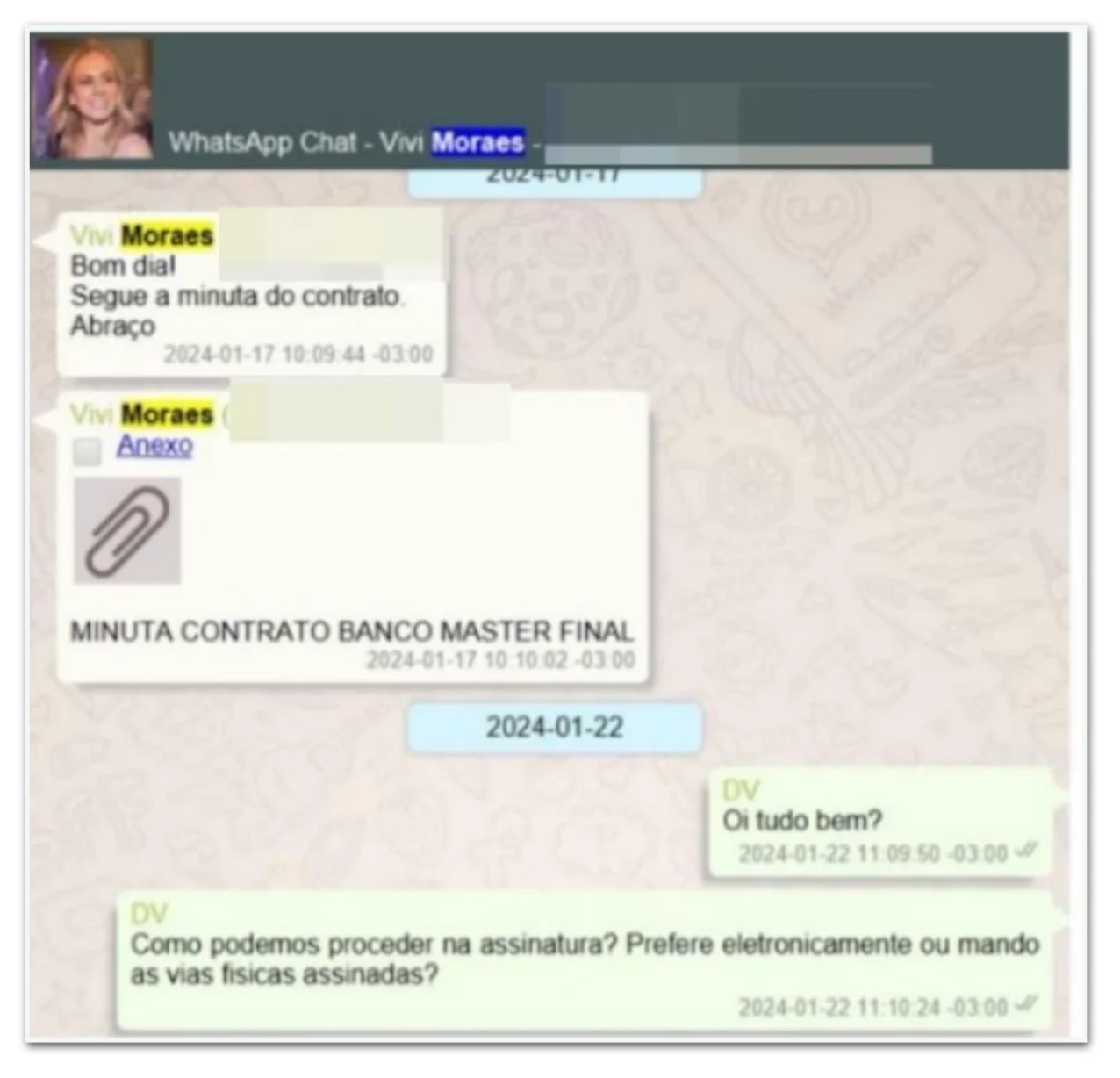 Moraes editou contrato de R$ 131 milhões entre sua mulher e Vorcaro