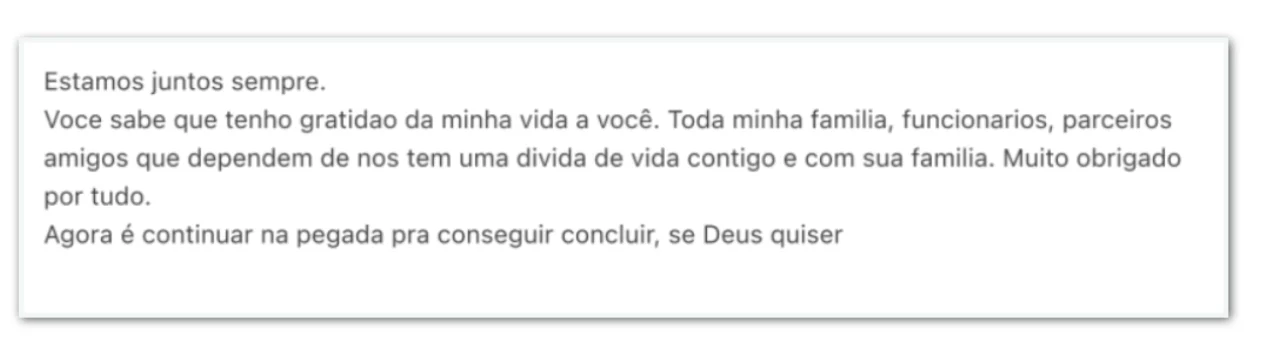 Vorcaro para Moraes: tenho “gratidão da minha vida a você”
