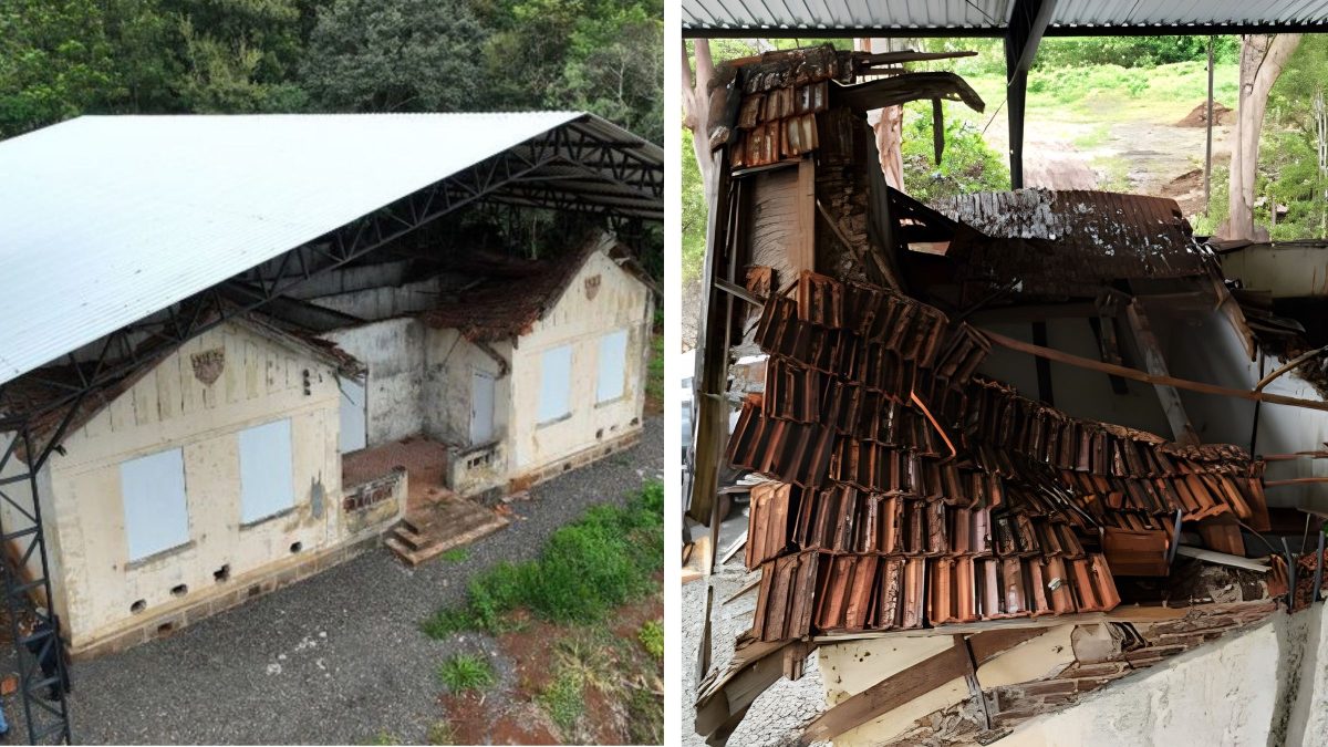 Casa histórica de 116 anos com telhado desabado terá proteção emergencial determinada pela Justiça em SC