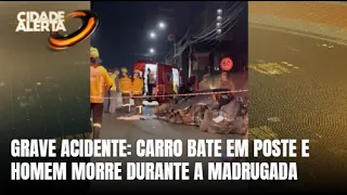Homem morre após carro bater contra poste e partir ao meio em Brusque