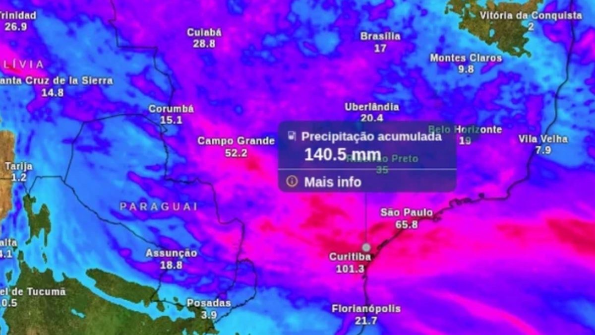 Até 150 mm: chuvas extremas voltam ao Brasil e maior intensidade deve ocorrer durante o feriadão; ao menos três regiões estão em alerta