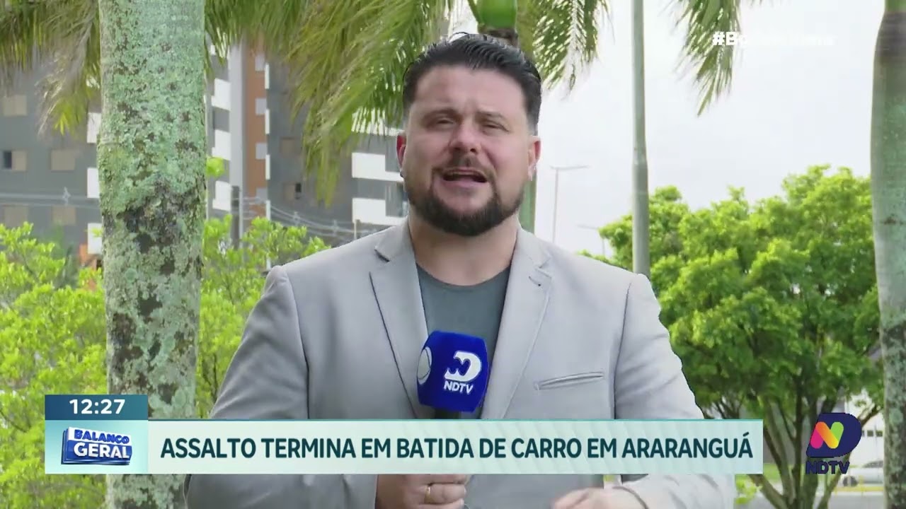 Assalto termina em violência e batida de carro em Araranguá