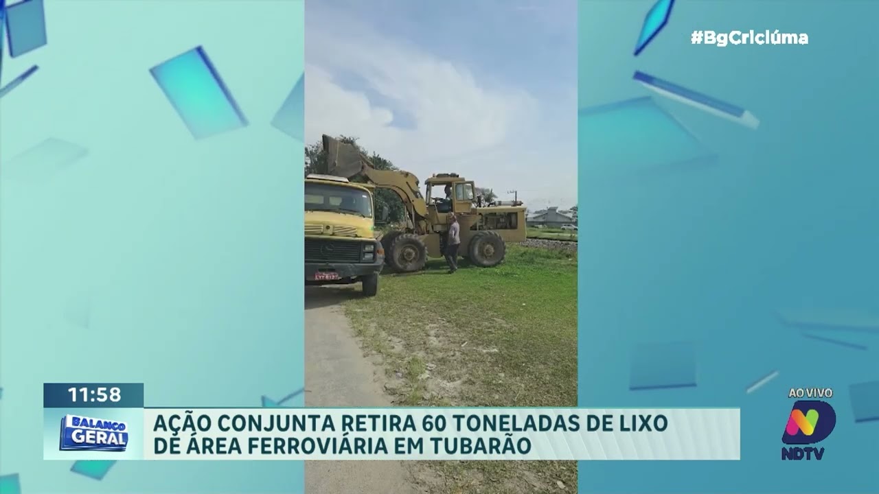 Ação retira 60 toneladas de lixo de área ferroviária em Tubarão