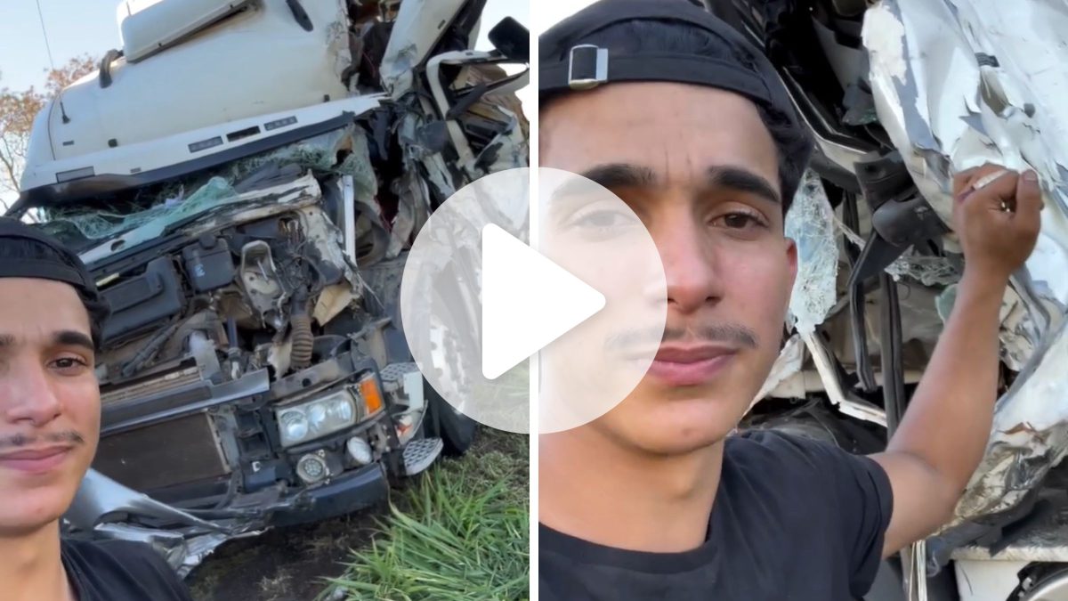 ‘Nasci de novo’: jovem de SC sobrevive a colisão violenta que destruiu cabine de caminhão em MG