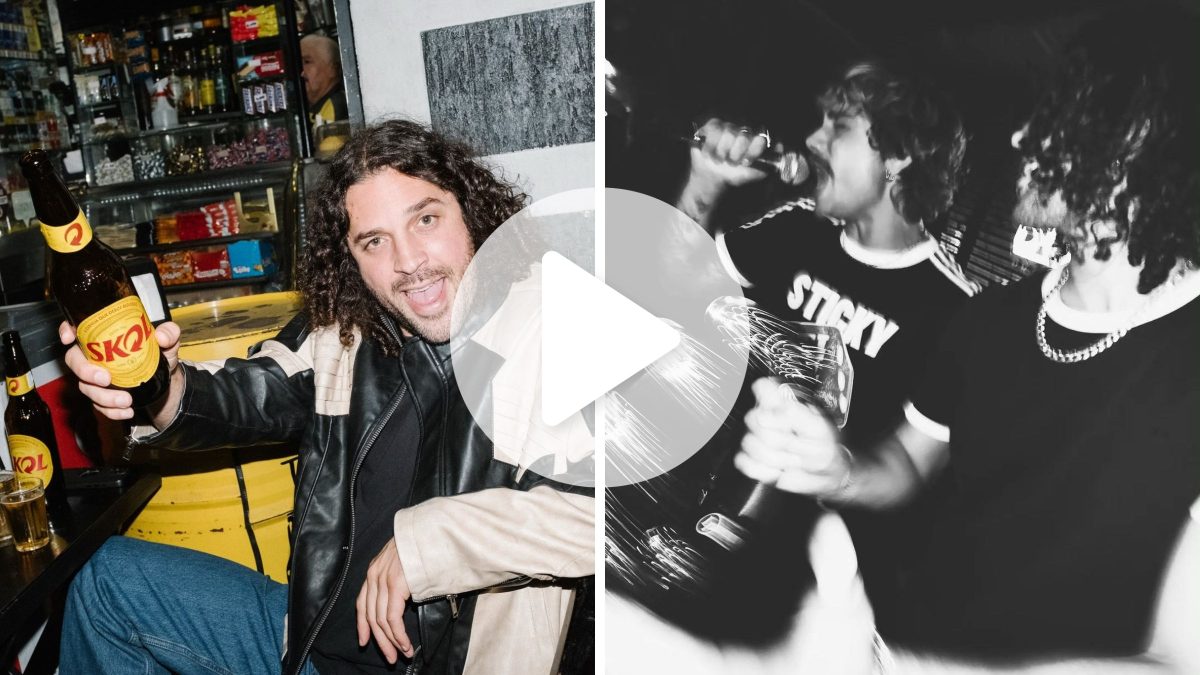 Baterista do Sticky Fingers sobe no palco e toca pandeirola com artista catarinense na Praia do Rosa, em SC