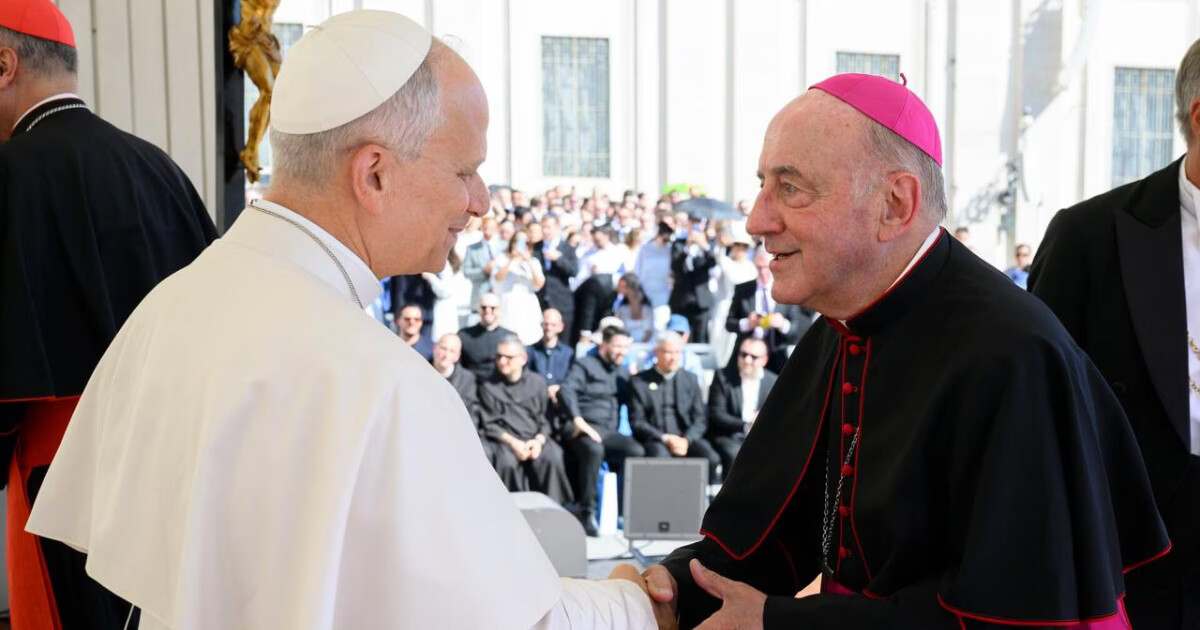 Dom Murilo Krieger, de Brusque, encontra Papa Leão XIV em audiência no Vaticano