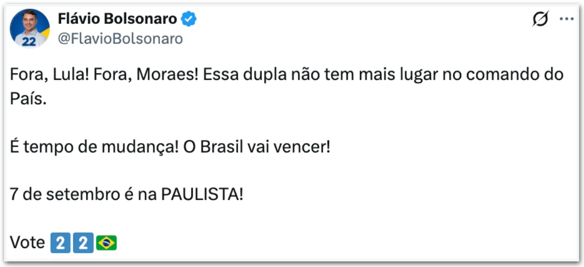 Políticos convocam para ato contra Lula e Moraes na Paulista