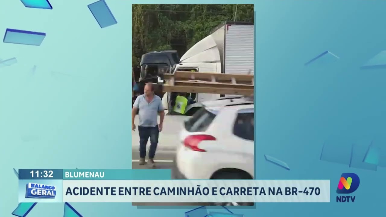 Blumenau: acidente entre caminhão e carreta na BR 470