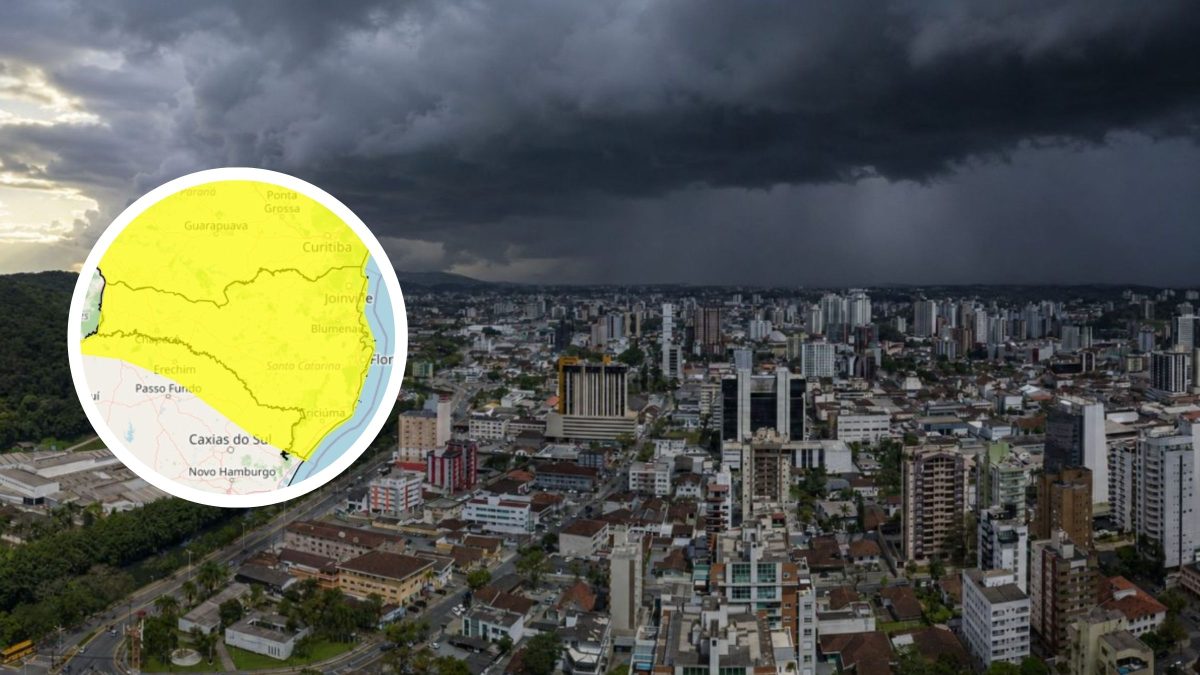 Frente fria que avança sobre SC muda o tempo e faz Inmet emitir alerta amarelo para temporais nesta sexta (4)