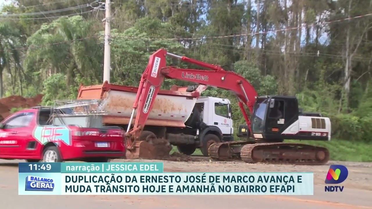 Trânsito muda na Efapi com avanço de obras na Avenida Ernesto