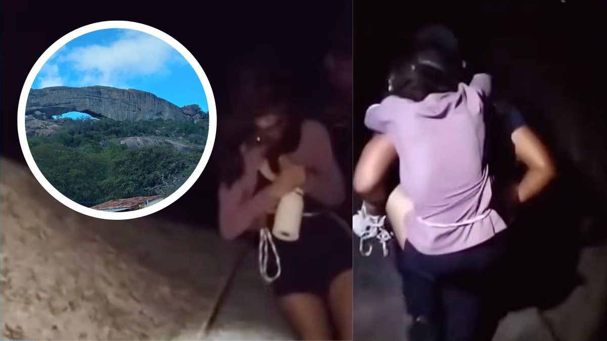 Jovem sobe morro sozinha para fazer live, fica desacordada a 700 metros no frio de 16°C, mas é salva nas costas de agente em resgate na Pedra Furada