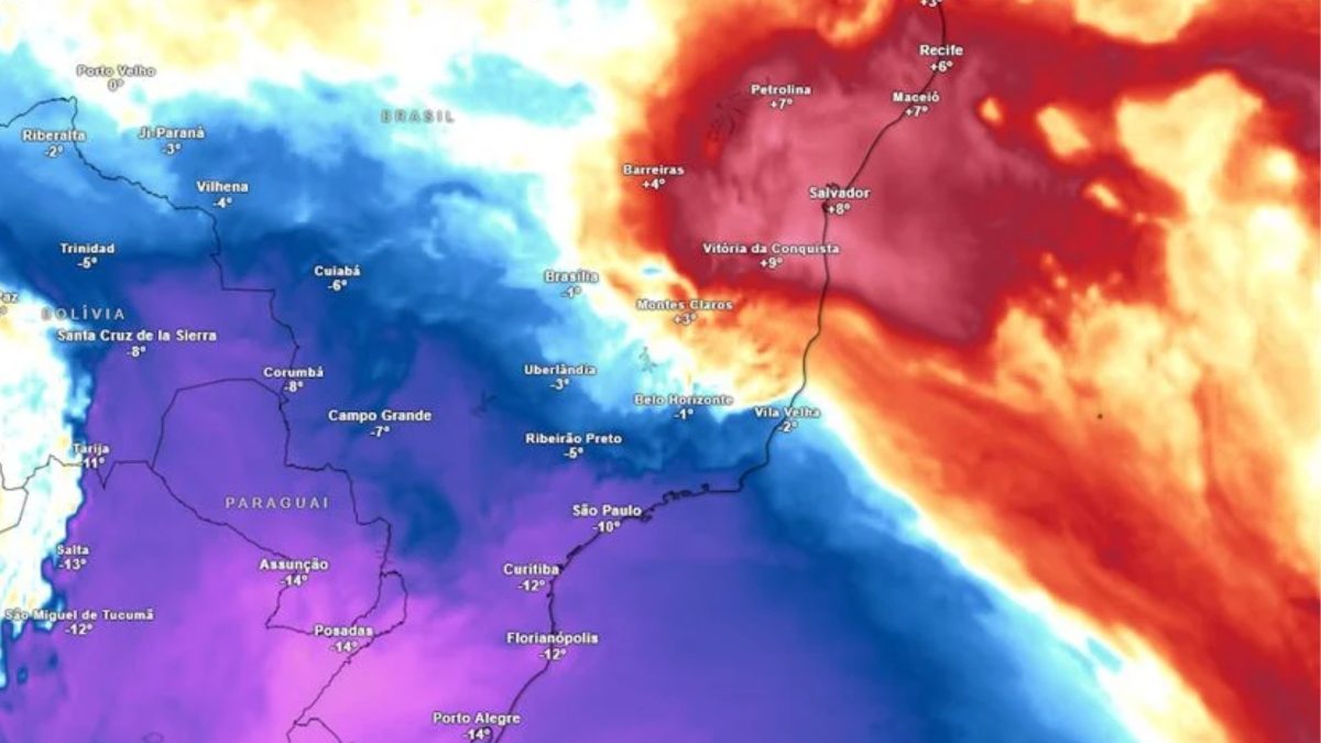 Massa de ar polar avança pelo Brasil, derruba temperaturas e pode levar frio de até -6°C a 18 estados no feriadão de 7 de setembro