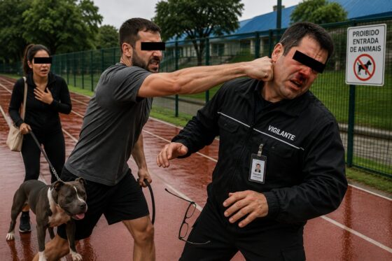 Discussão por cachorro em pista de atletismo termina com vigilante agredido e indenização de R$ 10 mil