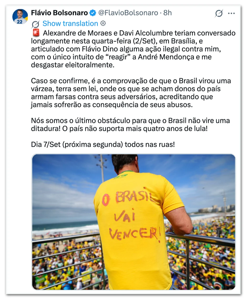 Flávio Bolsonaro diz ser alvo de articulação de Moraes, Dino e Alcolumbre