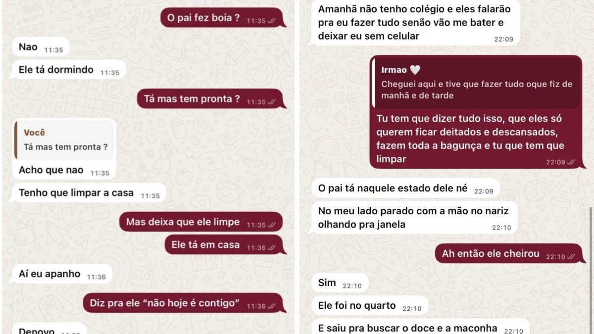 ‘Não aguento mais isso’: troca de mensagens entre irmãos revelam situação de maus-tratos e uso de drogas constante praticado pelos pais em SC