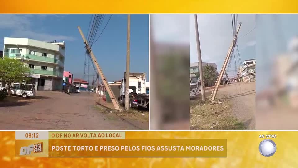 Poste sustentado por fios aumenta risco para moradores de Samambaia Sul (DF)