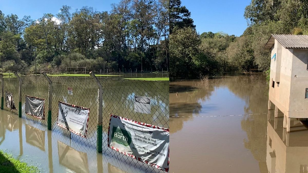Mesmo com trégua nas chuvas, rio avança, atinge nível de alerta, chega a 6,17 metros e alaga ruas em SC