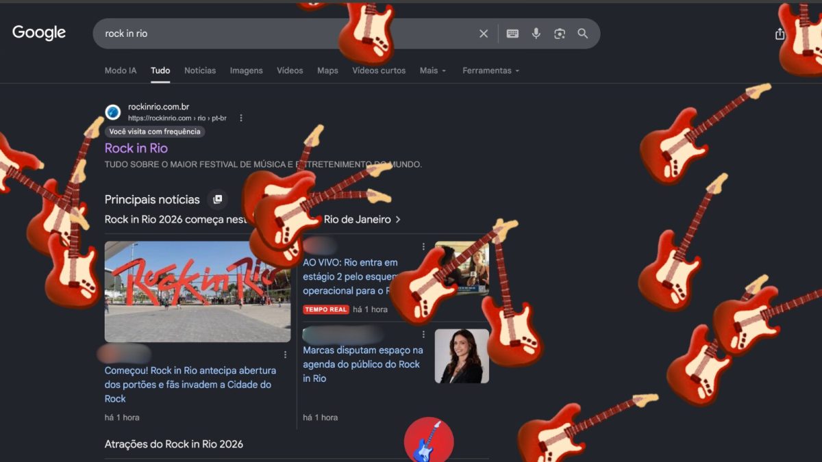 Pesquisou “Rock in Rio” no Google? Guitarrinhas começam a cair na tela