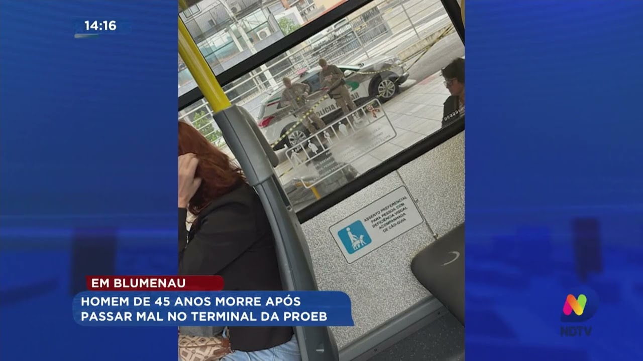 Em Blumenau: homem de 45 anos morre após passar mal no terminal da Proeb.